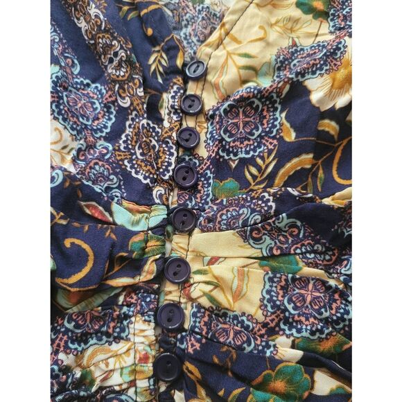 Abel the Label Dress Women's Medium Mixed Print Floral Boho Tie Waist Maxi - Picture 5 of 6